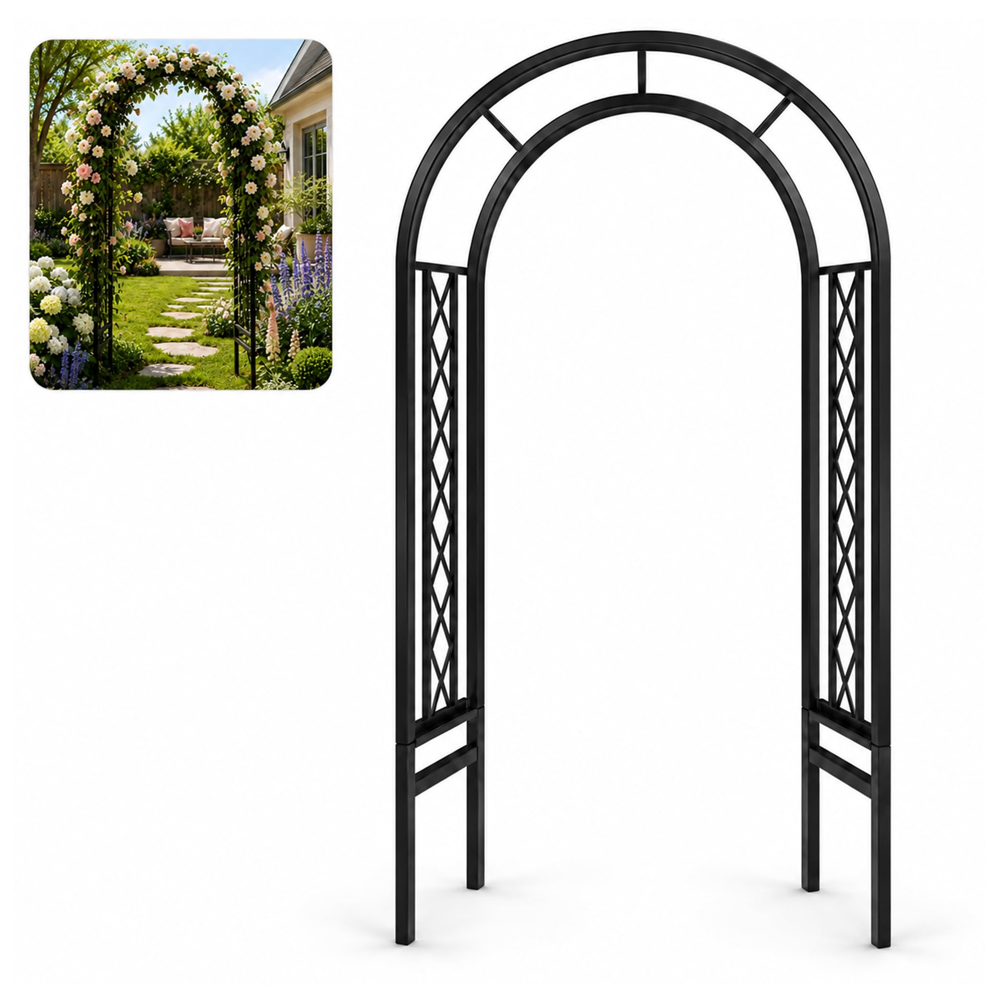 Arco da Giardino in Metallo, Traliccio per Rose e Piante Rampicanti