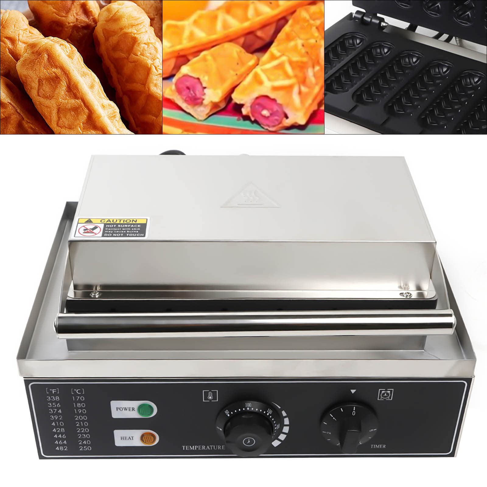 Commercial Electric Waffle Maker, 110V 1500W Commercial Electric Hot Dog Machine 6Pc Waffle Maker Non-stick Stick Baker for Homes, Cafes, Food Stores, and Restaurants