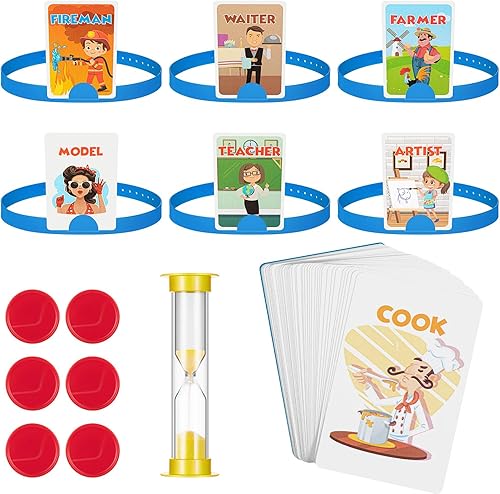 Miniatura 7 de Sumind Juego de diadema divertido juego de adivinanzas, juego de preguntas rápidas, incluye diademas, tarjetas de imagen, monedas de puntuación,