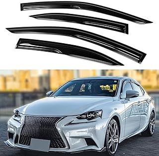 Premium 3D M Style Wavy Sport Black Window Visor Rain Guard Deflector Compatible for 2014-2020 Lexus IS200T is 250 IS300 IS350