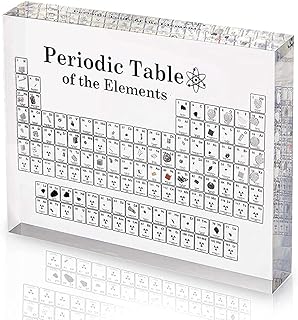 Acrylic Periodic Table Display with Real Elements, Chemical Elements Display and Classroom Decoration, Periodic Table of Elements for Teaching School Day Birthday Gifts