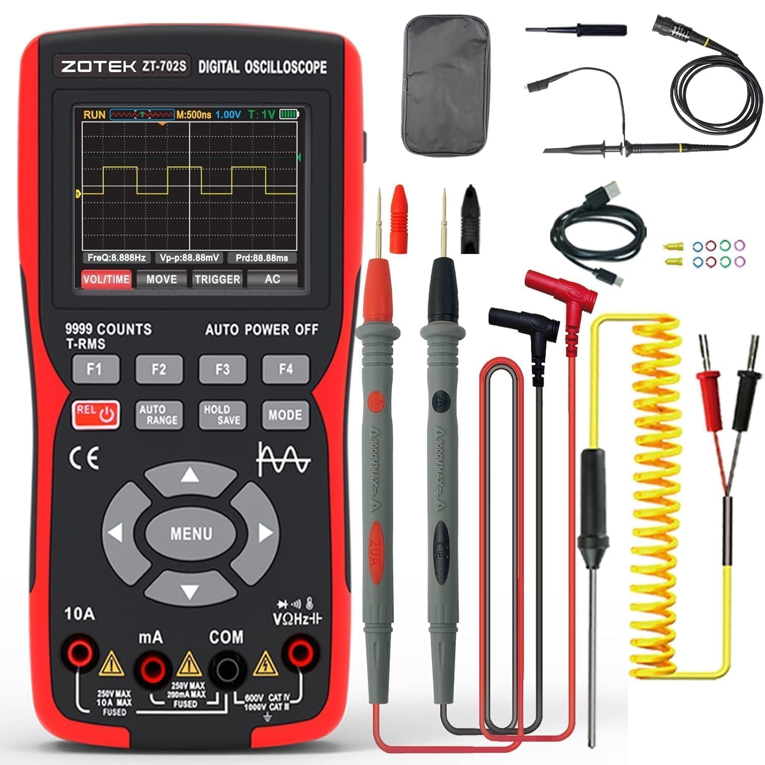 2 In 1 Handheld Digital Automotive Oscilloscope Multimeter, Diode Tester,Multimeter Auto Rangin48Msa/S High Sampling Rate?Amp Ohm Volt Meter Tester?Voltage/Current Test - Battery Powered-image-22