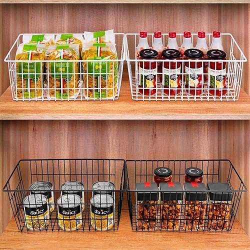 Miniatura 4 de SANNO Organizador de cesta para congelador, divisor de almacenamiento de alambre de metal para refrigerador, cesta de alambre organizador de