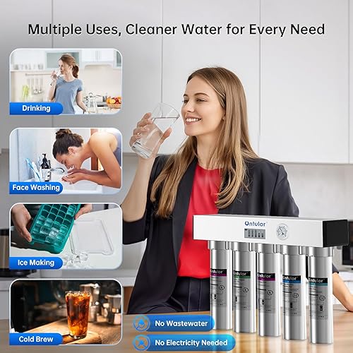 Miniatura 8 de Ontulor S2OP-U1 Sistema de filtro de agua para debajo del fregadero, sistema de filtración sin tanque de acero inoxidable de 0.01 micrones con