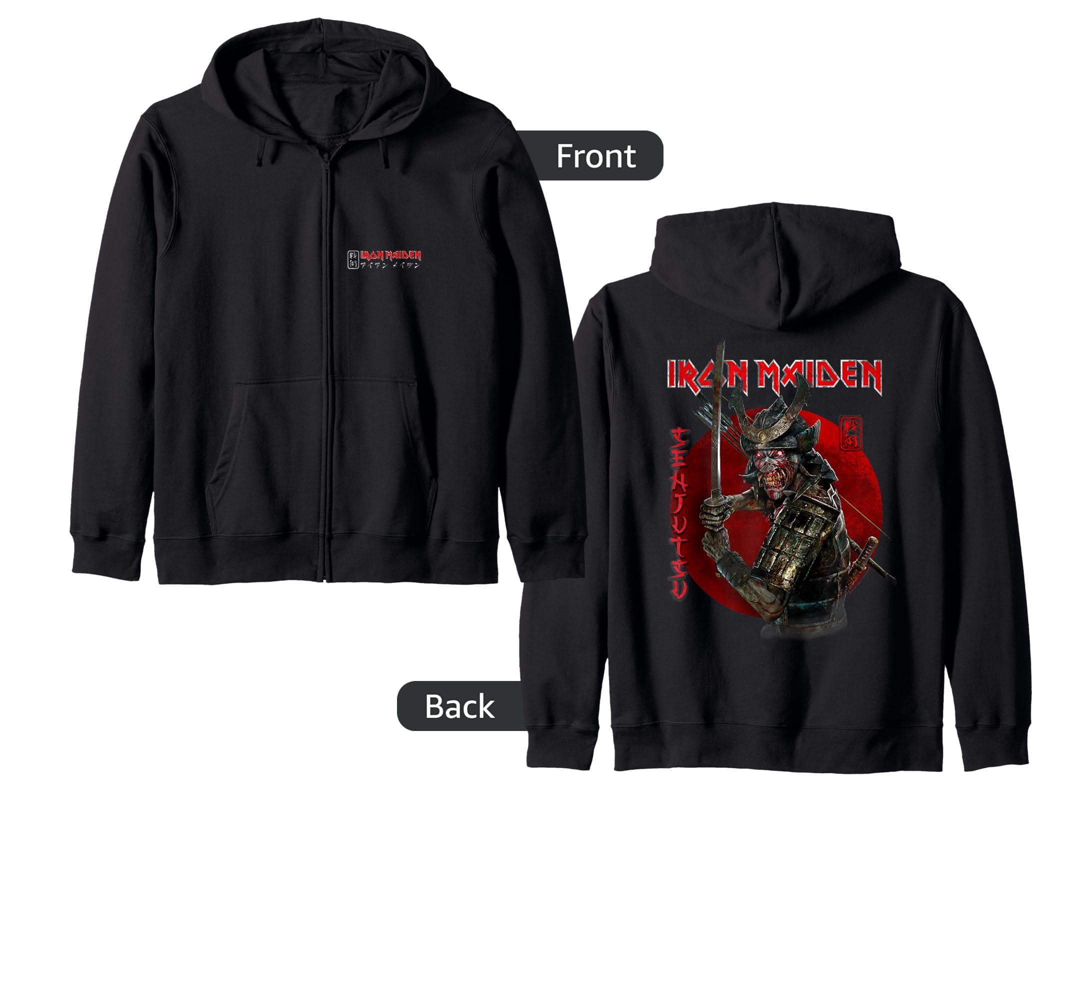 Amazon.com: Iron Maiden - Senjutsu Stacked Logo Eddie Red Circle Zip Hoodie  : Clothing, Shoes \u0026 Jewelry