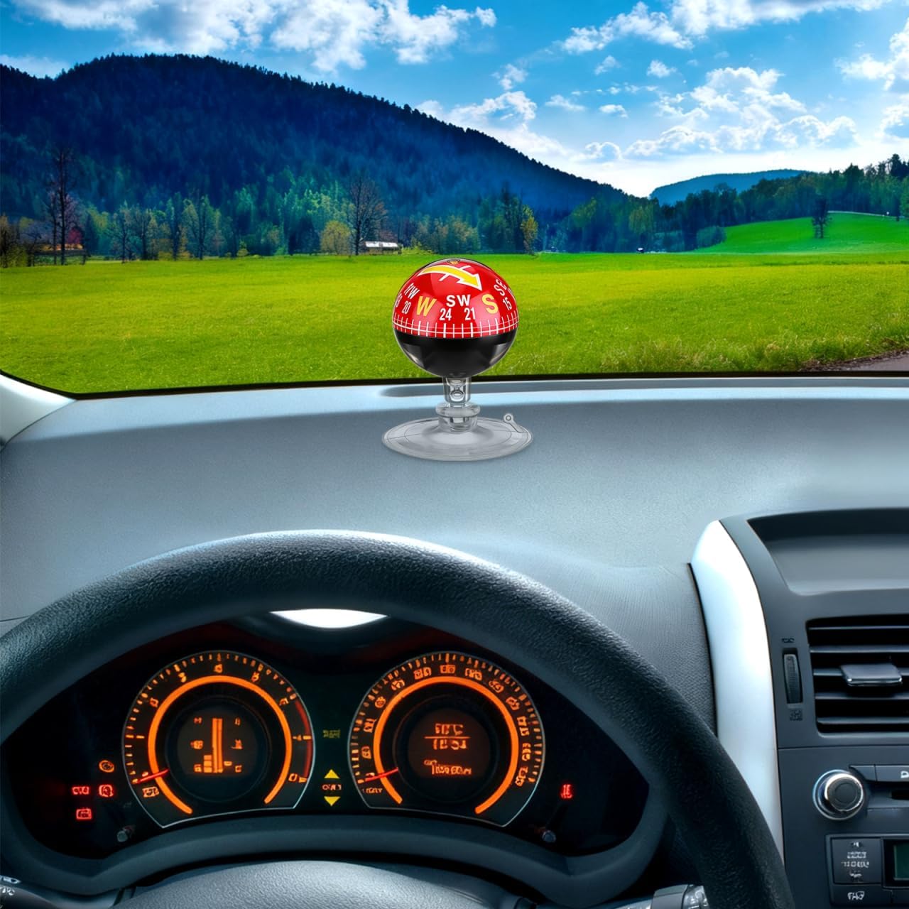 Car Compass Dashboard Navigation - Marine Compass for Boats with Firm Suction Cup, Automotive Compasses Car Guide Ball for Windshield