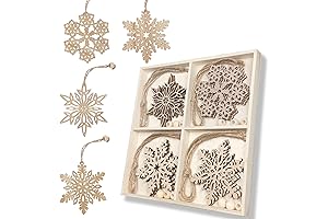 12Pcs Wooden Snowflakes Ornaments for Christmas Tree Rustic Bulk