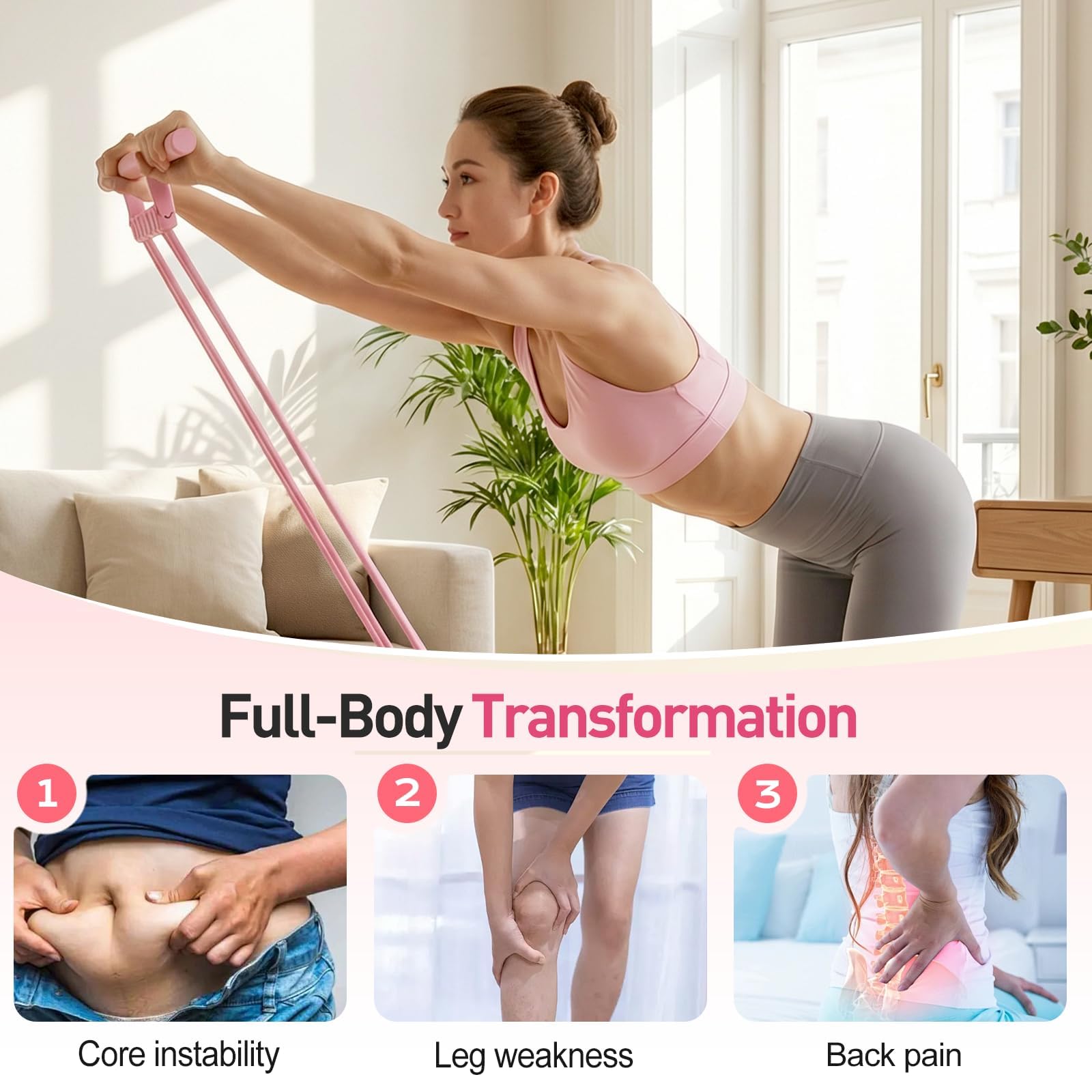 Widerstandsbänder, 2026 Neu Widerstandsband mit Griff Fußzugband 8 Röhren Resistance Bands, Fitnessband Ganzkörpertrainer 3 in 1 Multifunktions Expander für Leg Exerciser Fitness Yoga