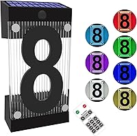 Vista 16 de Número solar de casa, número de dirección solar con número acrílico 3D, estacas de hierro, luz colorida, control remoto, señal de dirección moderna