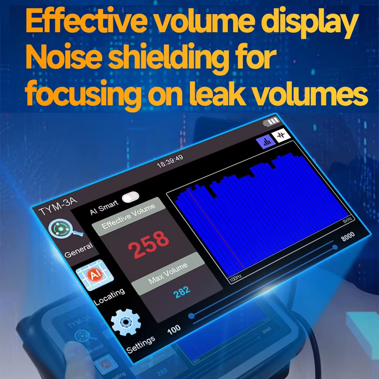 Detector De Fugas De Agua, Intelligenter Wasserleckdetektor, Mit 2 Erkennungsmodi, 7-Zoll-Display, 4100–8000 Hz Einstellbar, Geeignet Für Wasserleitungen, Feuerleitungen Usw.