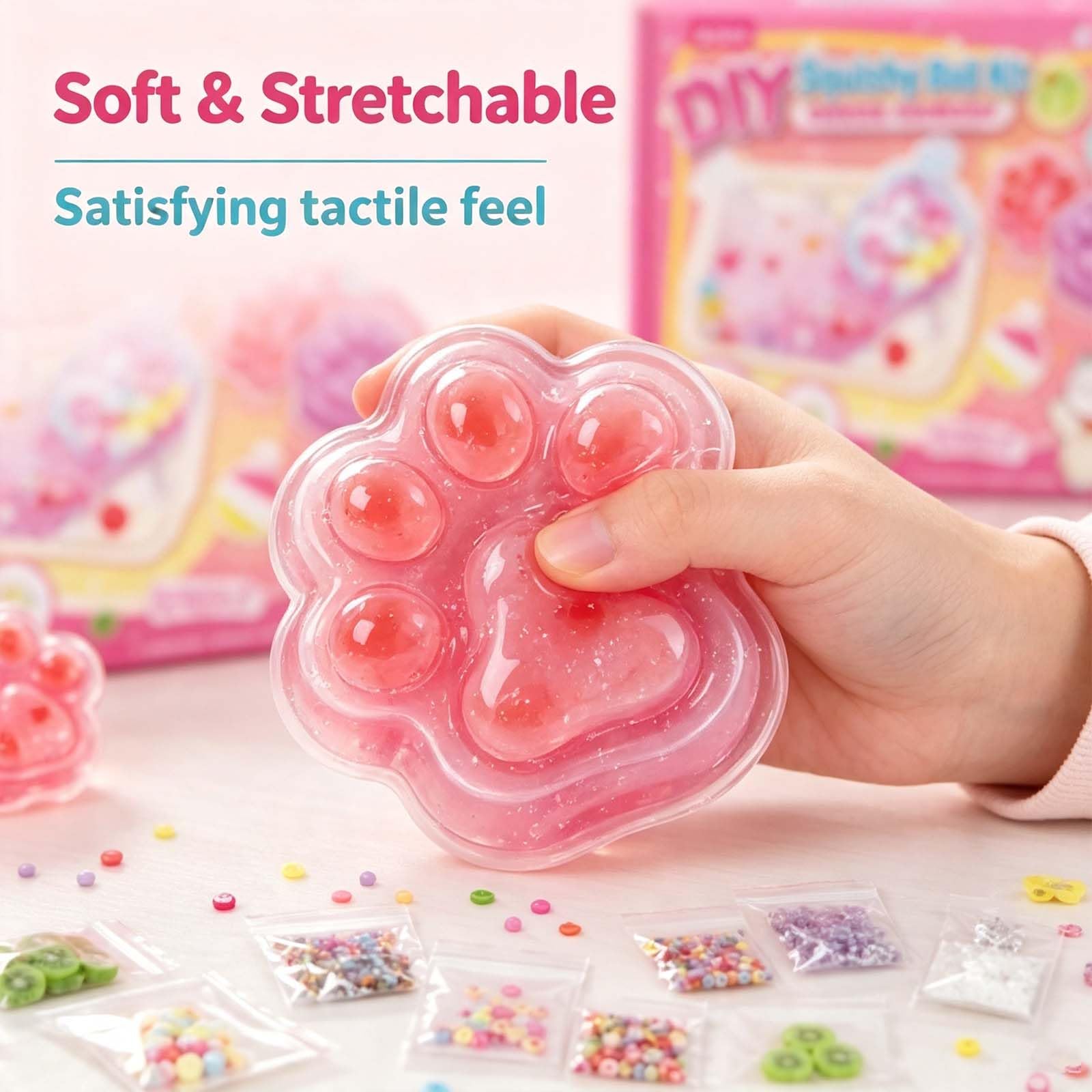 DIY Fried Ice Squishy Toy Kit, Katzenpfote Fried Ice Handmade (Alle)