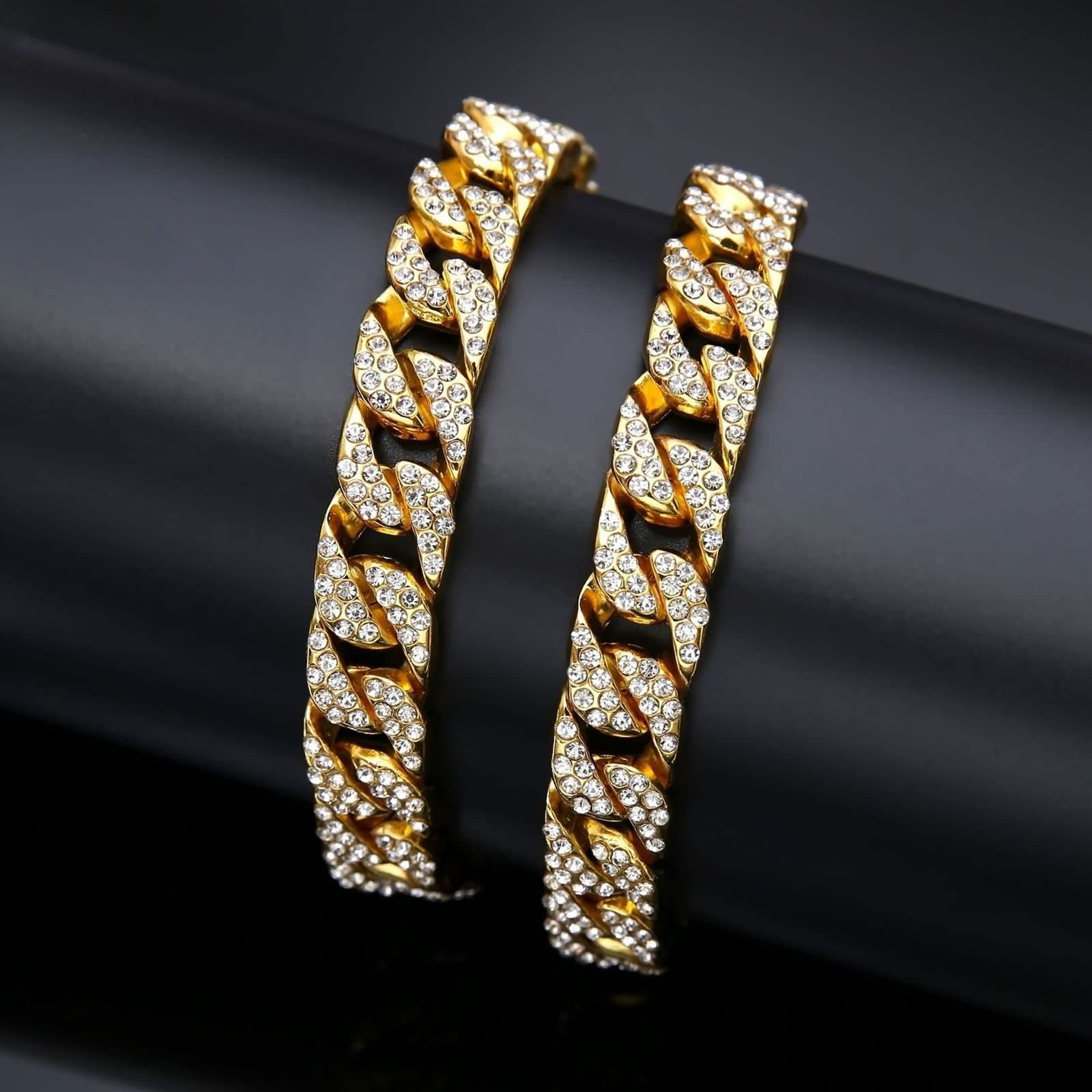 Collar para Hombre Cadena,Cadena de Colgante 50-75CM Cadena Cubana Circonita Blanca Collar Cadenas Aleación Cadenas Collar Color Oro