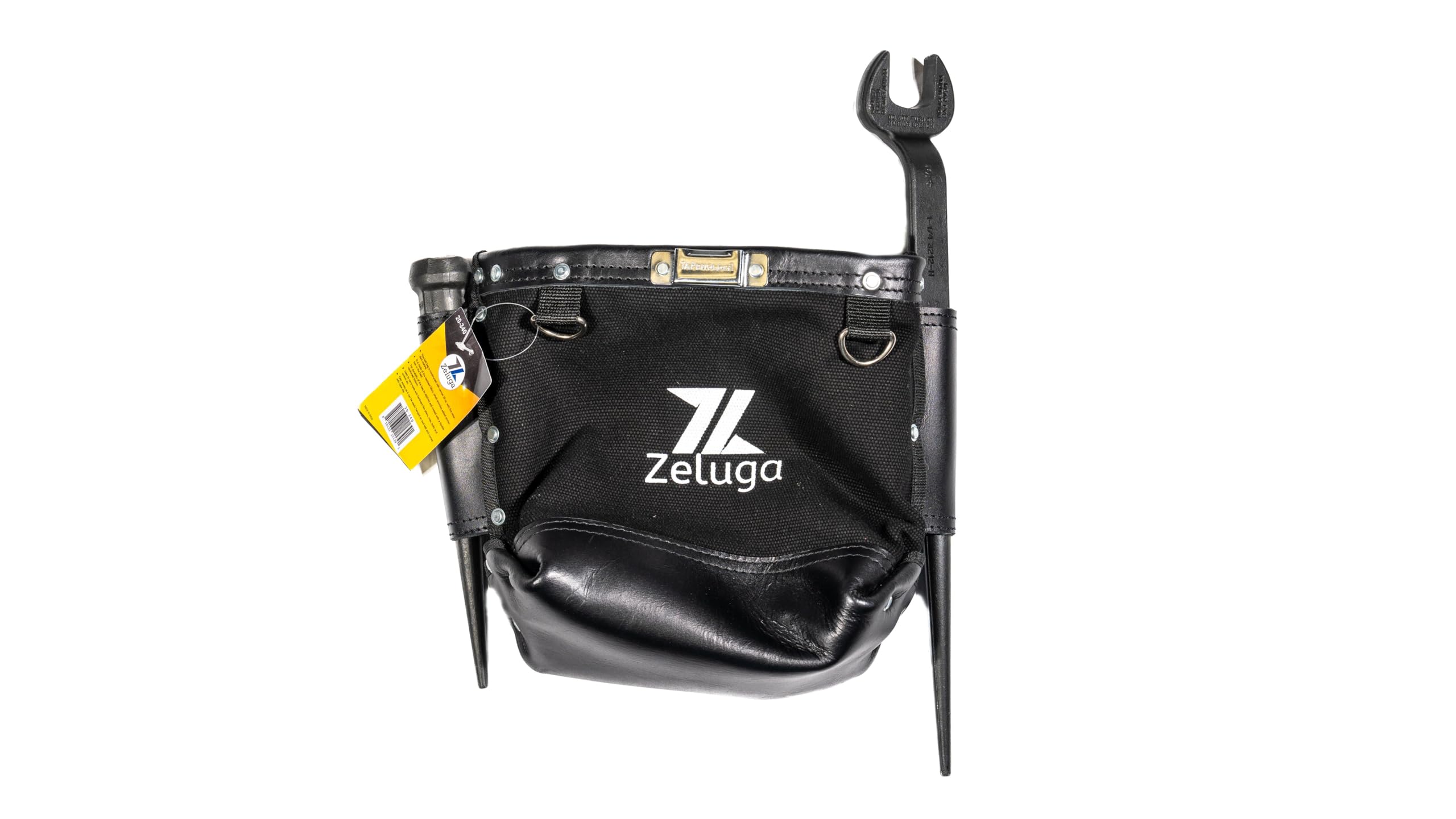 Zeluga 20-340 28 oz lona negra resistente al fuego tela y cuero negro con cinta clip bolsa de perno
