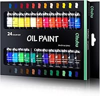 Ohuhu Oil Paint Set: 24 Vibrant Oil-Based Colors, 12ml Tubes, Non-Toxic Supplies for Beginners, Kids, Artists & Canvas Painting