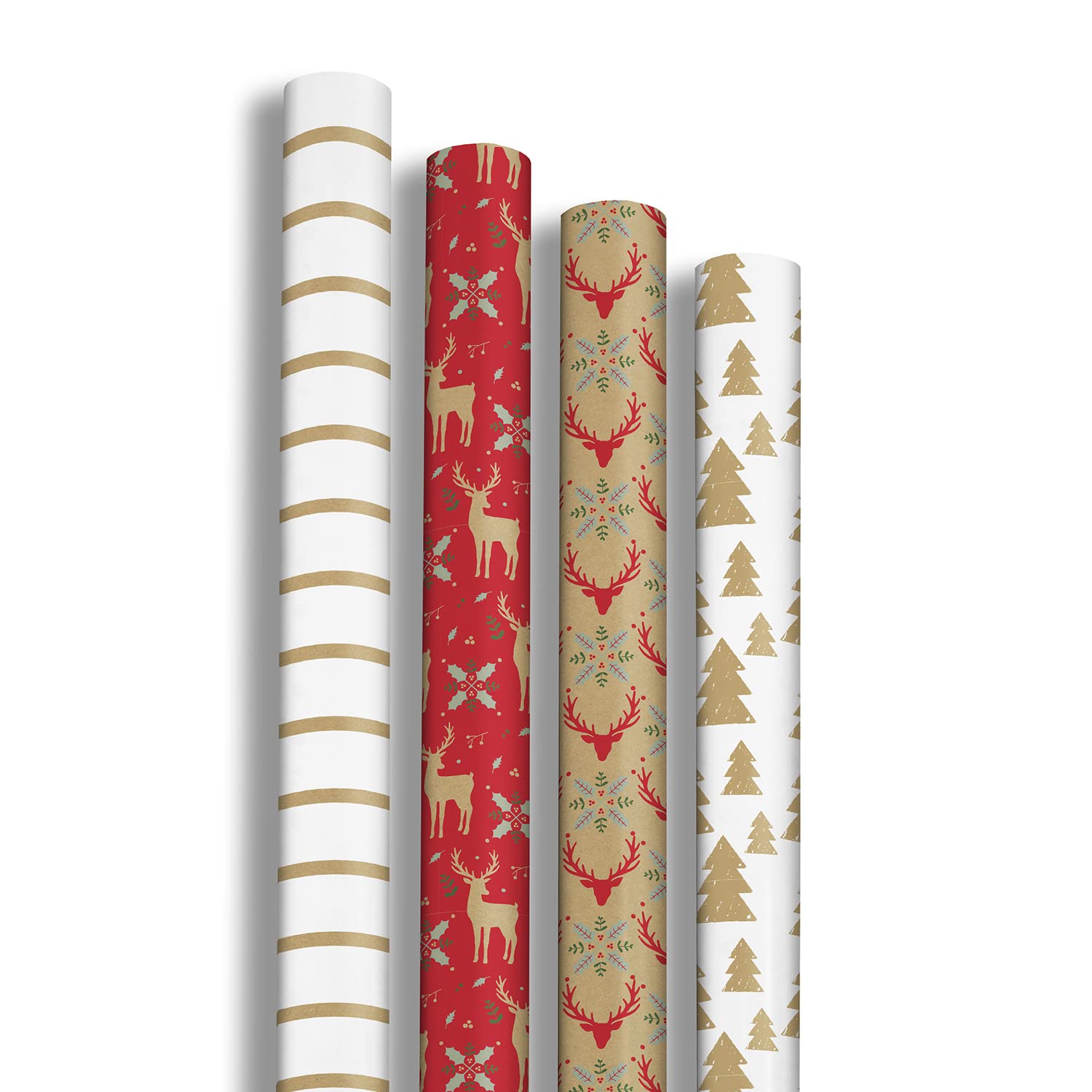 Clairefontaine 223877AMZC- Un Carton De 10 Rouleaux De Papier Cadeau - Papier Kraft 70g - Dimensions : 5x0,70m - Motif : "Lovely Home Red", Fêtes de Noël