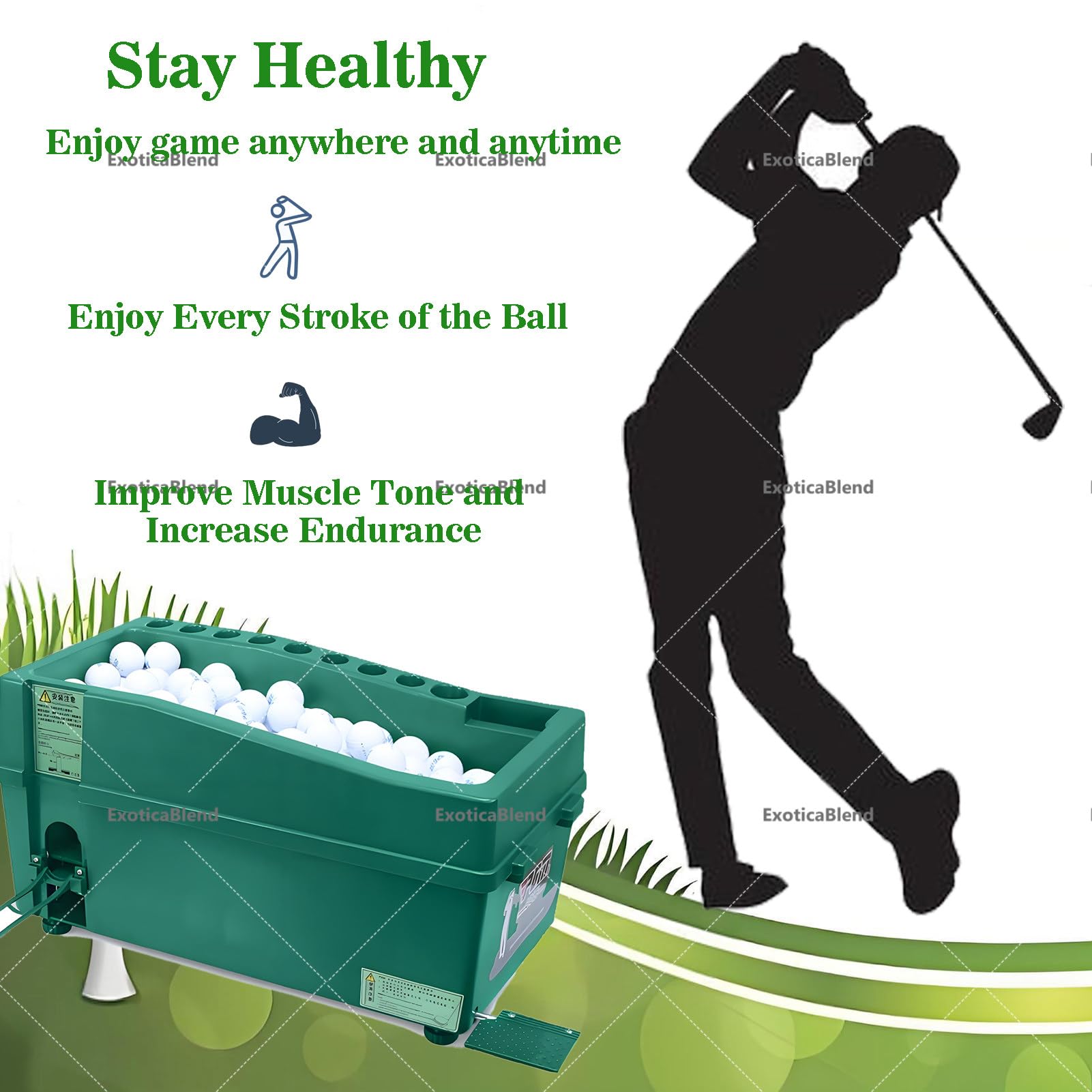 Dispensador automático de pelotas de golf con pedal y soportes de almacenamiento para entrenamiento y práctica de campo de conducción