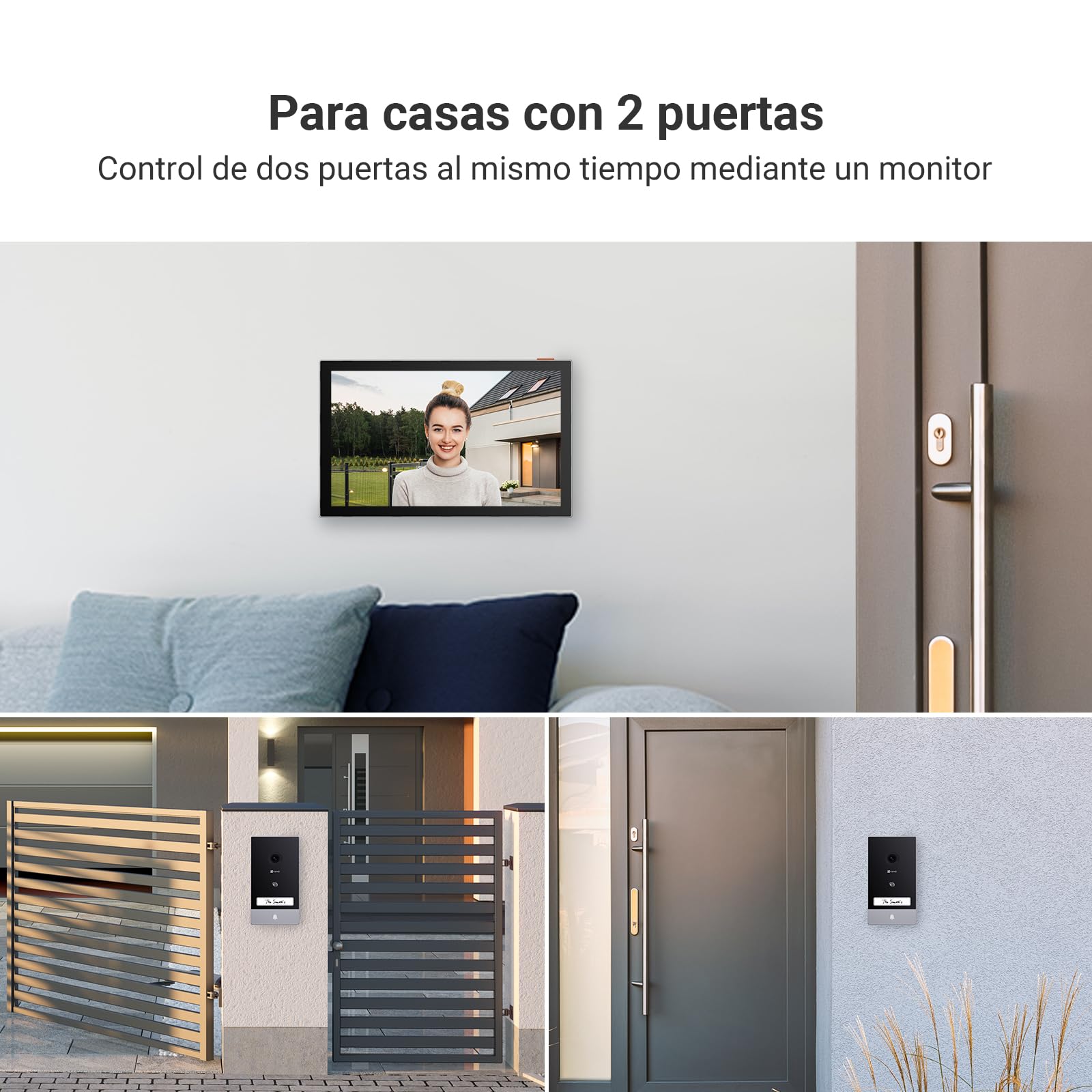 EZVIZ HP7 2-Entry Kit Sistema de 2 Videoporteros WiFi Intercomunicación, 7'' Pantalla Táctil a Color, Timbre Video Mirilla 2 Hilos, Detección de Persona, Audio Bidireccional, Wi-Fi 2.4/5GHz