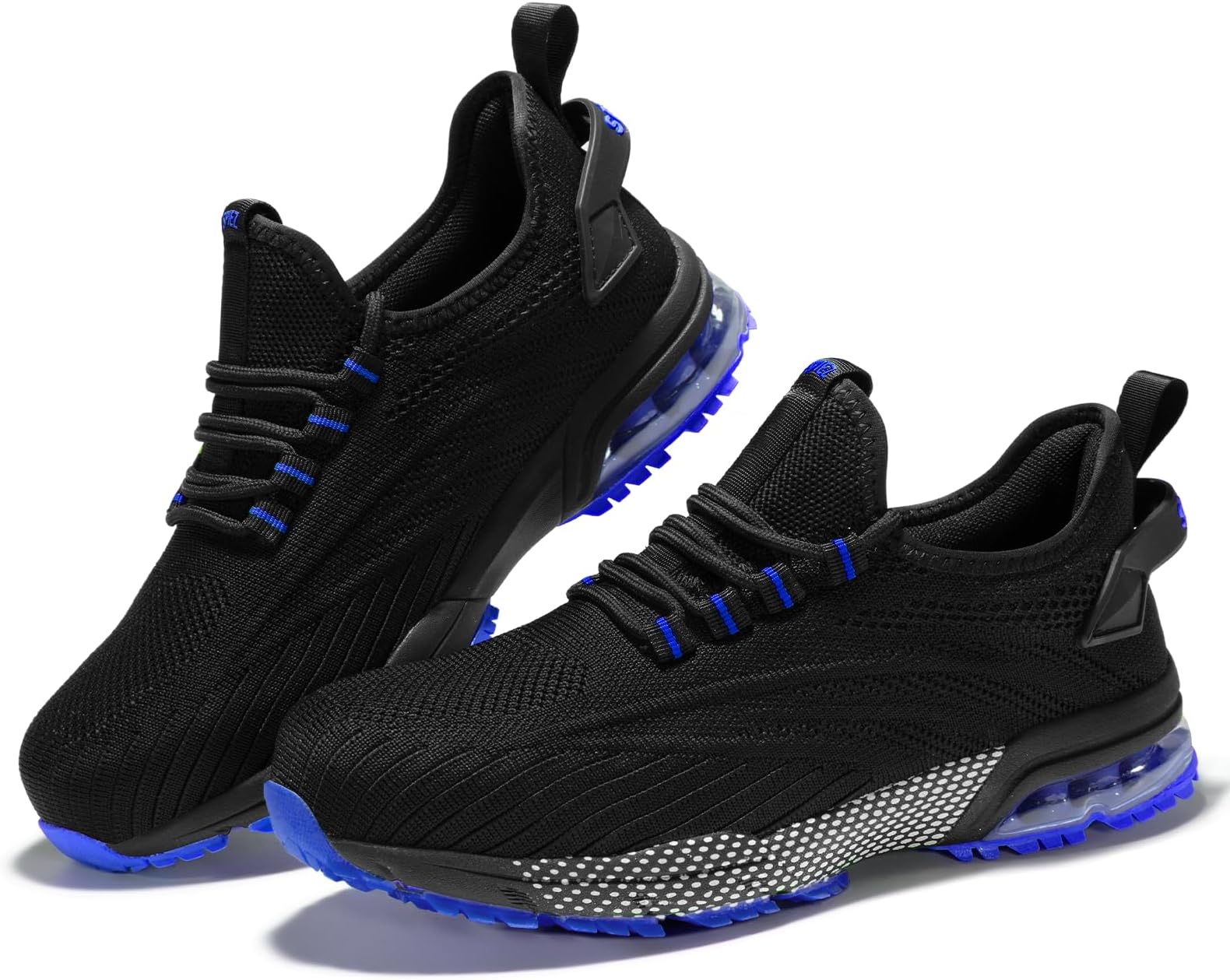 Composite Toe Slip Resistant Safety Shoes, Non-Steel-Toe Ultra Lightweight Air Cushion Puncture Proof Athletic Gym Breathable Unisex Safety Trainers Black/Blue UK2.5-11