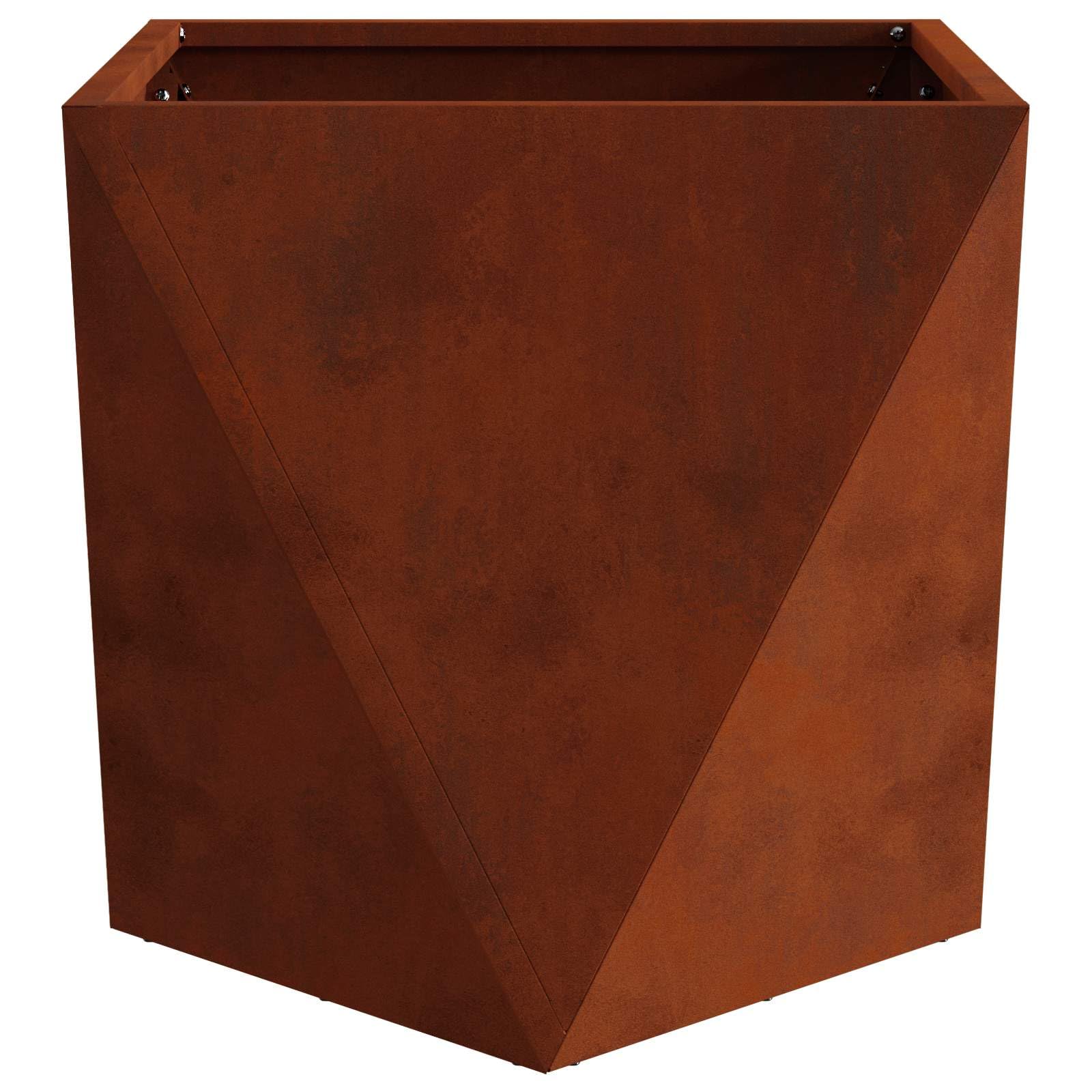 Pot de fleurs rouillé - 50 x 50 x 50 cm - Pot de fleurs carré en acier résistant aux intempéries pour jardin et terrasse - Jardinière robuste en métal pour l'extérieur