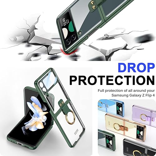 Miniatura 7 de Miimall Funda para teléfono Samsung Galaxy Z Flip 4, Z Flip 4 con anillo + protector de pantalla de vidrio templado, funda protectora delgada de