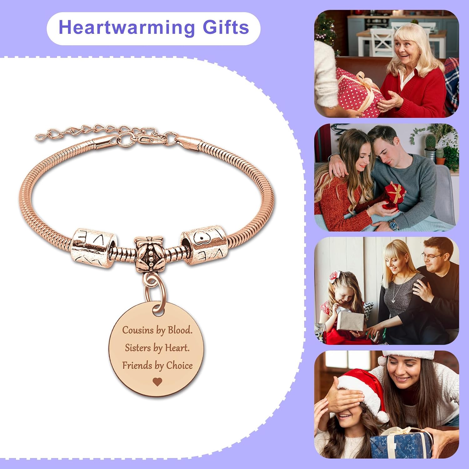 DlaeKua Cousin Gift Bracelet Stainless Steel Christmas Gift for Cousin Birthday Gift Long Distance Relationship Gift for Cousin - Image 5