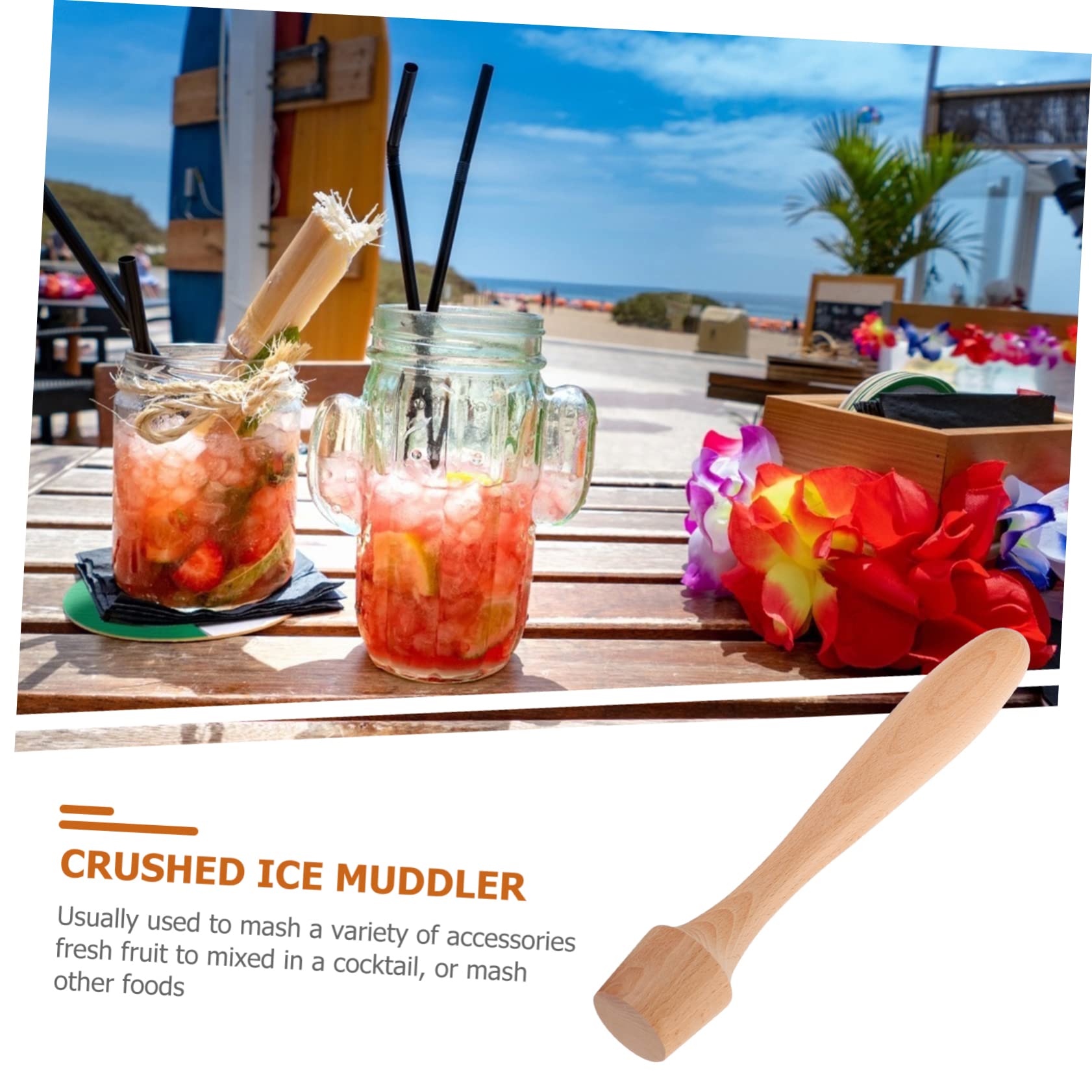 OFFSCH Bar Tool Wooden Ice Muddler Stirring Rod Fruit Juice Strainer Ideal for Home Bar