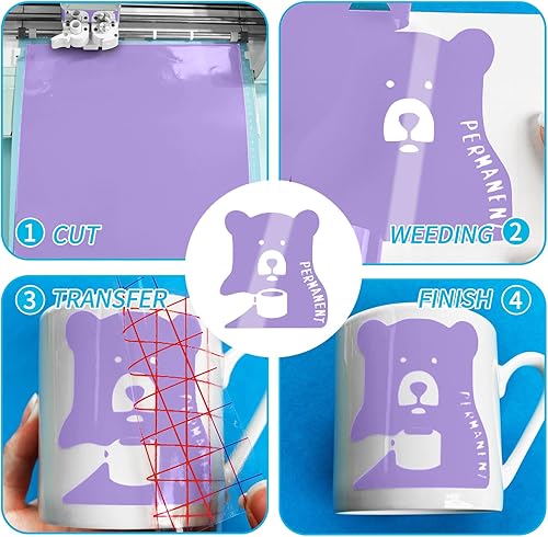 Miniatura 6 de Lya Vinyl Vinilo permanente violeta brillante, color violeta brillante, rollo de vinilo adhesivo permanente de 12 pulgadas x 50 pies para corte CRI,