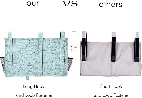 Miniatura 128 de Surblue - Organizador de cama colgante para mesita de noche, bolsa de almacenamiento, bolsillo para literas y camas de hospital, dormitorios Z-Zebra