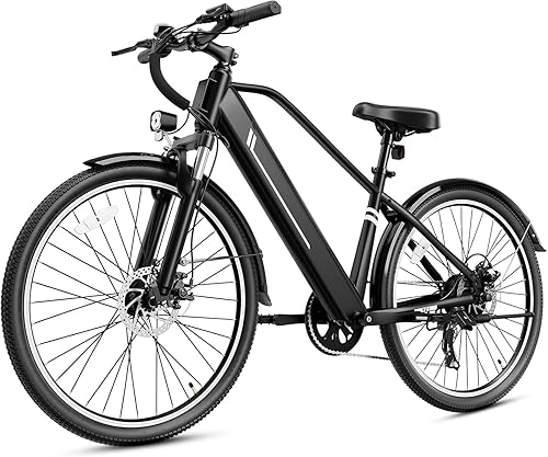 Jasion YC1 Ebike para adultos, batería interna extraíble, motor máximo de 1200 W, máximo 50 millas y 28 mph, bicicleta eléctrica de 4 modos de conducción, bicicleta de cercanías de 26 pulgadas con amortiguador, certificación UL2849