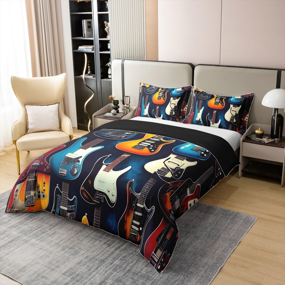 Housse de couette 135 x 200 cm - 100 % coton - Thème de musique moderne - Pour chambre à coucher de garçon - Inspiré du style hip pop - Avec 1 taie d'oreiller