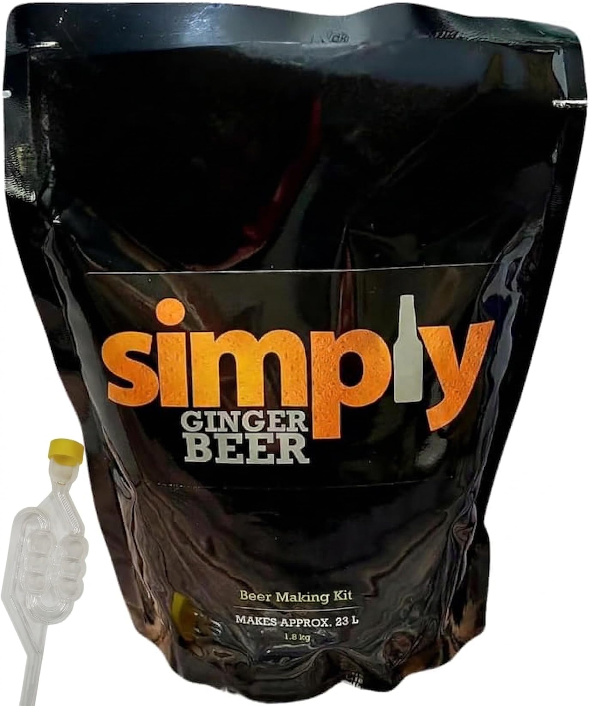 DIAH DO IT AT HOME Simply Ginger Beer Making Kit with Airlock - Makes Approx 23L (40 Pints) of Refreshing Fiery Ginger Beer - DIY Homebrew Malt Extract Pouch Set for Craft Brewing (Set with Bubbler)