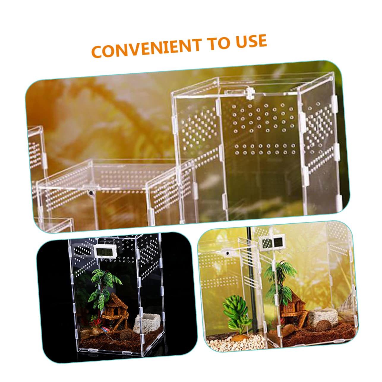 BESPORTBLE Scatole Trasparenti per Rettili in Acrilico Custodie Magnetiche Ventilazione Adatte per Habitat Lucertole Ragni Gechi e Altri Rettili Domestici