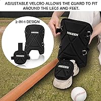 Vista 4 de Hikeen Baseball Leg Guard Batter's Shin and Foot Shield with Adjustable Straps Batting Softball Gear Suitable for Right Hand & Left Hand Hitters