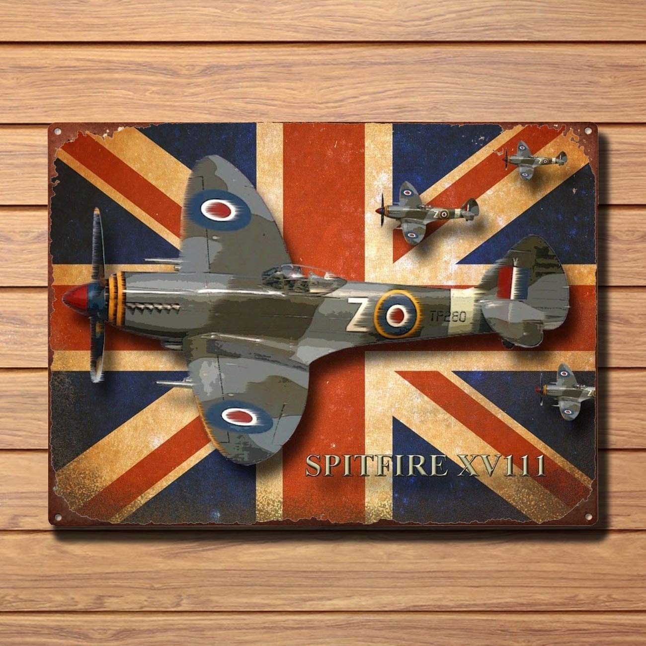 Dogt Light Spitfire Aeroplane, British, Raf, Iconic Vintage Metal Tin Sign Retro Tin Plate Sign Wall Art Decor Tin Sign 7.8X11.8 Inch