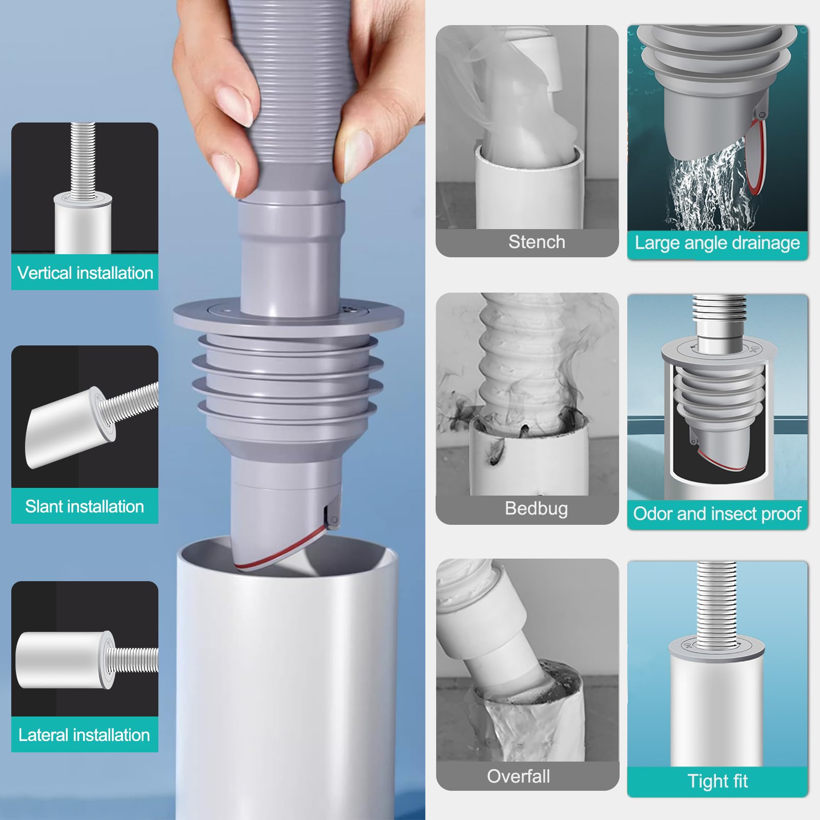 LQ Industrial 2 Sets Afvoerpijp Afdichting 32Mm Slang Plug Wasmachine Afvoer Voor Badkamer Keuken