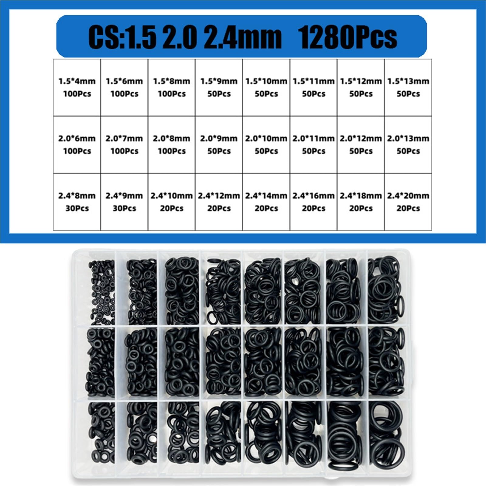 Guarnizione Coppa Olio 3200 O-ring CS1.0-3.1mm Rondella di tenuta NBR Guarnizioni O-ring Resistenti all'olio e alle alte temperature(1280pcs)