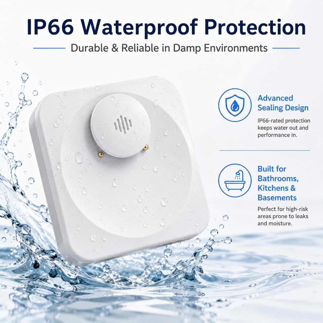 Detectores de fugas de agua para el hogar, 3 paquetes de alarmas de fugas con sensor de agua WiFi inteligente, alerta de correo electrónico remoto/aplicación, adecuado para el hogar, cocina