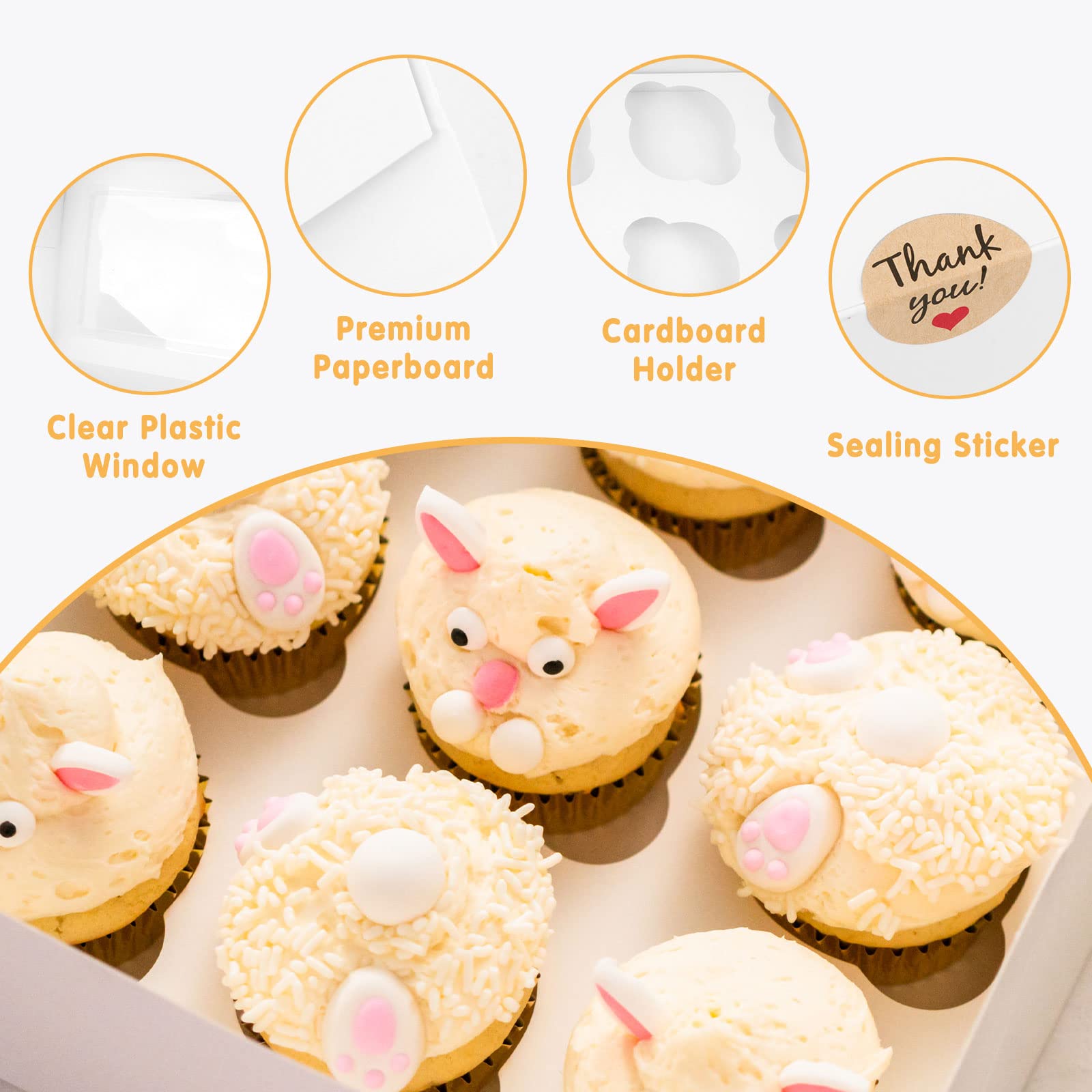 Scatole Per Cupcake Con Finestra - Confezione Da 50, Design A 6 Fori In Cartone Alimentare - Foto 11