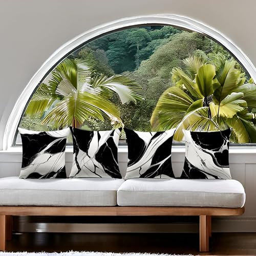 Miniatura 7 de YAJTJX Juego de 4 fundas de almohada abstractas grises y negras de 18 x 18 pulgadas, fundas de almohada decorativas para el hogar, sala de estar,