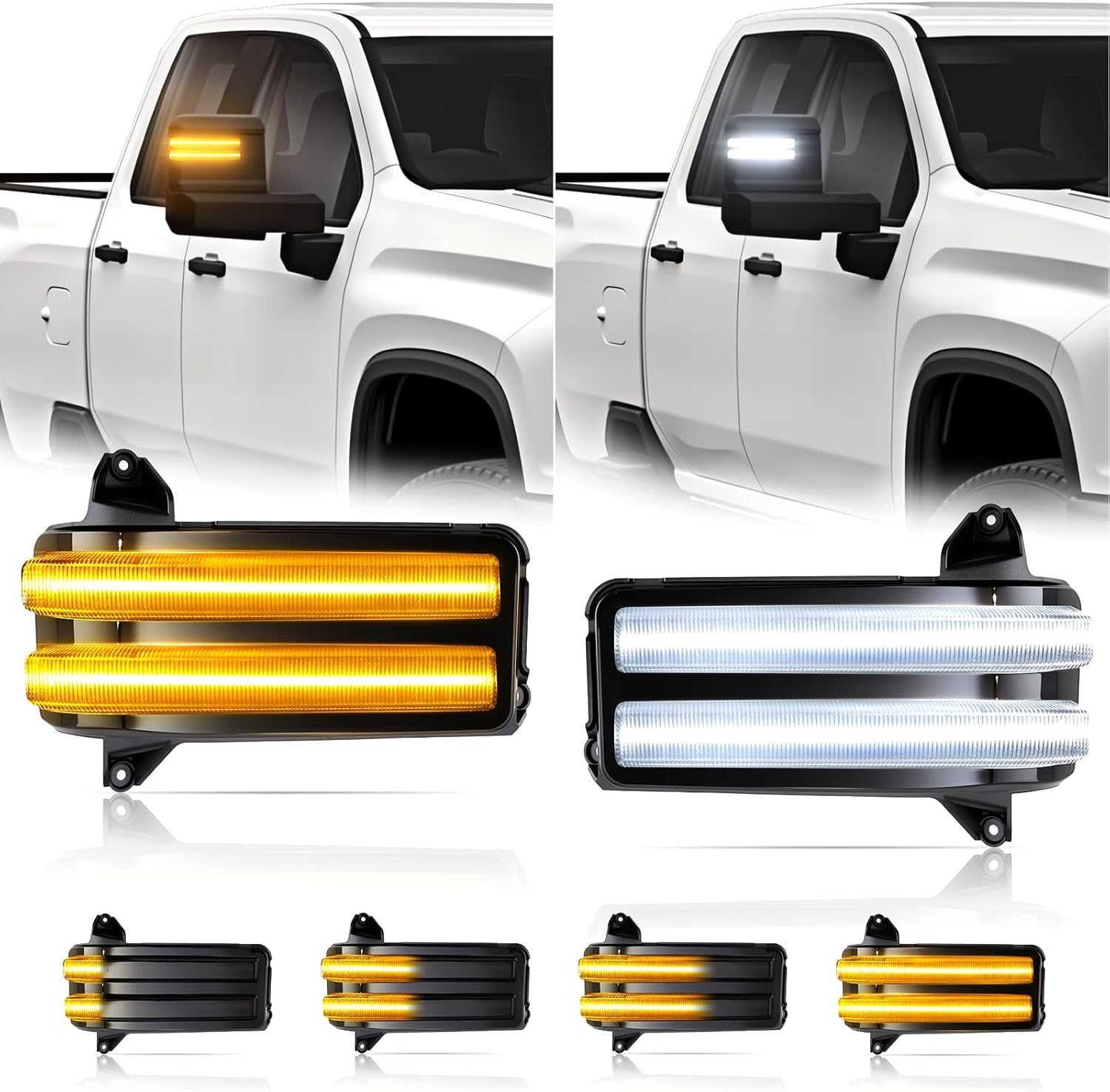 YCLL LED Side Mirror Turn Signals for 2020-2024 Chevy Silverado GMC Sierra 2500 3500,Sequential Amber Switchback White Parking Cargo Lights,500% Brighter,Tow Mirror Lamps (2 Pack)