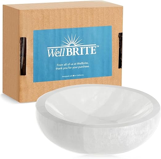 IMPRESA 4-Inch Selenite Charging Bowl for Cleansing, Recharging Crystals and Healing Stones, Meditation, Spiritual Awareness, Positive Energy, Witchcraft Supplies, Home Decor - Selenite Bowl