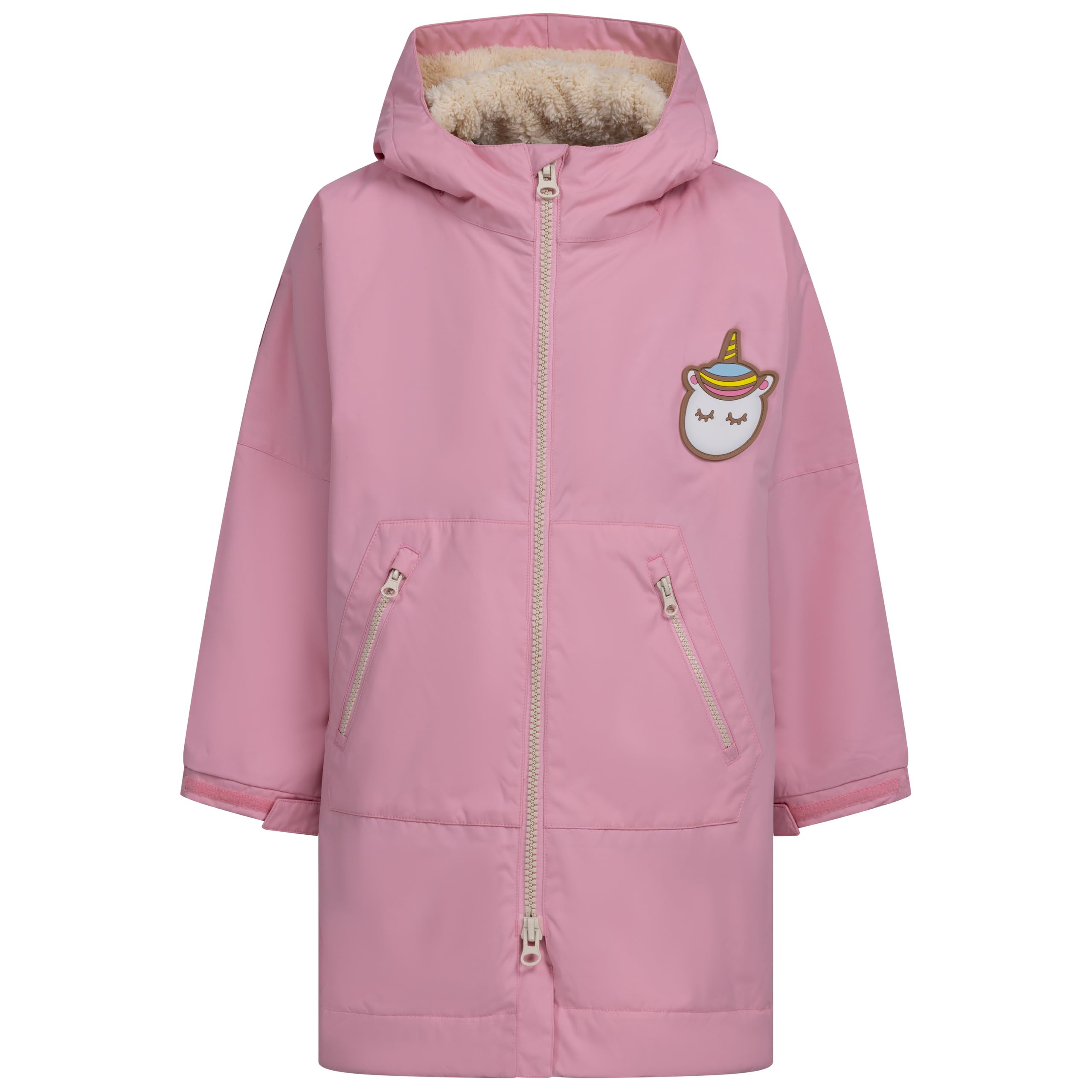 Trespass Abrigo seco Mystica para niños, impermeable, resistente al viento, costuras selladas, cremallera frontal completa de 2 vías, capucha fija, 2 bolsillos con cremallera, 1 bolsillo interior con