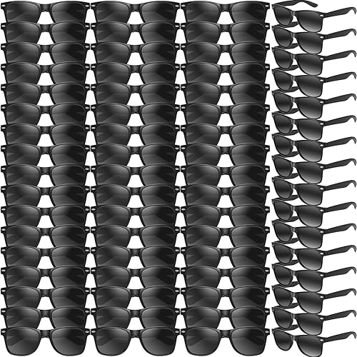 Miniatura 9 de Oleitodh Paquete de 100 lentes de sol negros para adultos, para hombres y mujeres, de plástico a granel, estilo retro vintage, de los años 70 y 80,