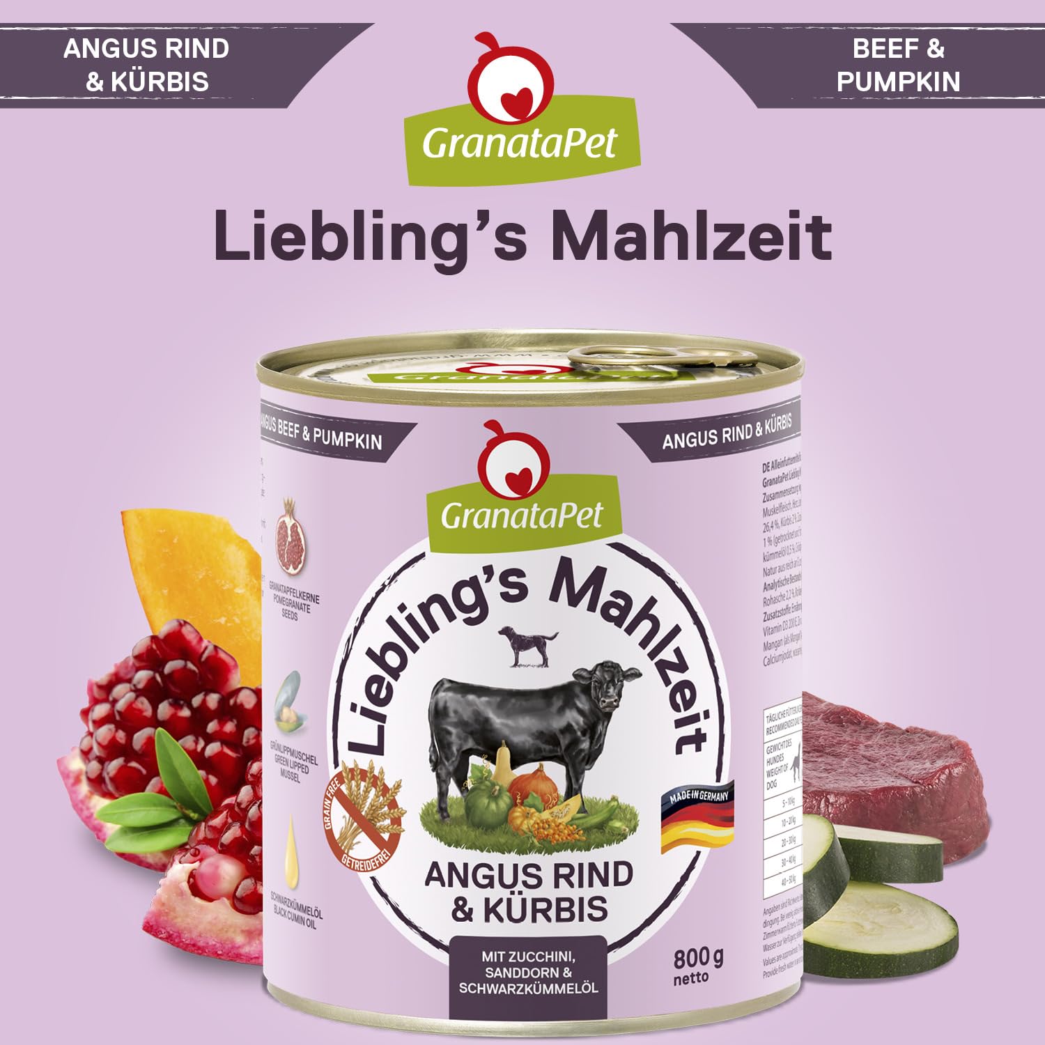 GranataPet Liebling's Mahlzeit Multipack 2, Nassfutter für Hunde im Probierpaket, Alleinfuttermittel ohne Getreide, Hundefutter mit hohem Fleischanteil & hochwertigen Ölen, 6 x 800 g