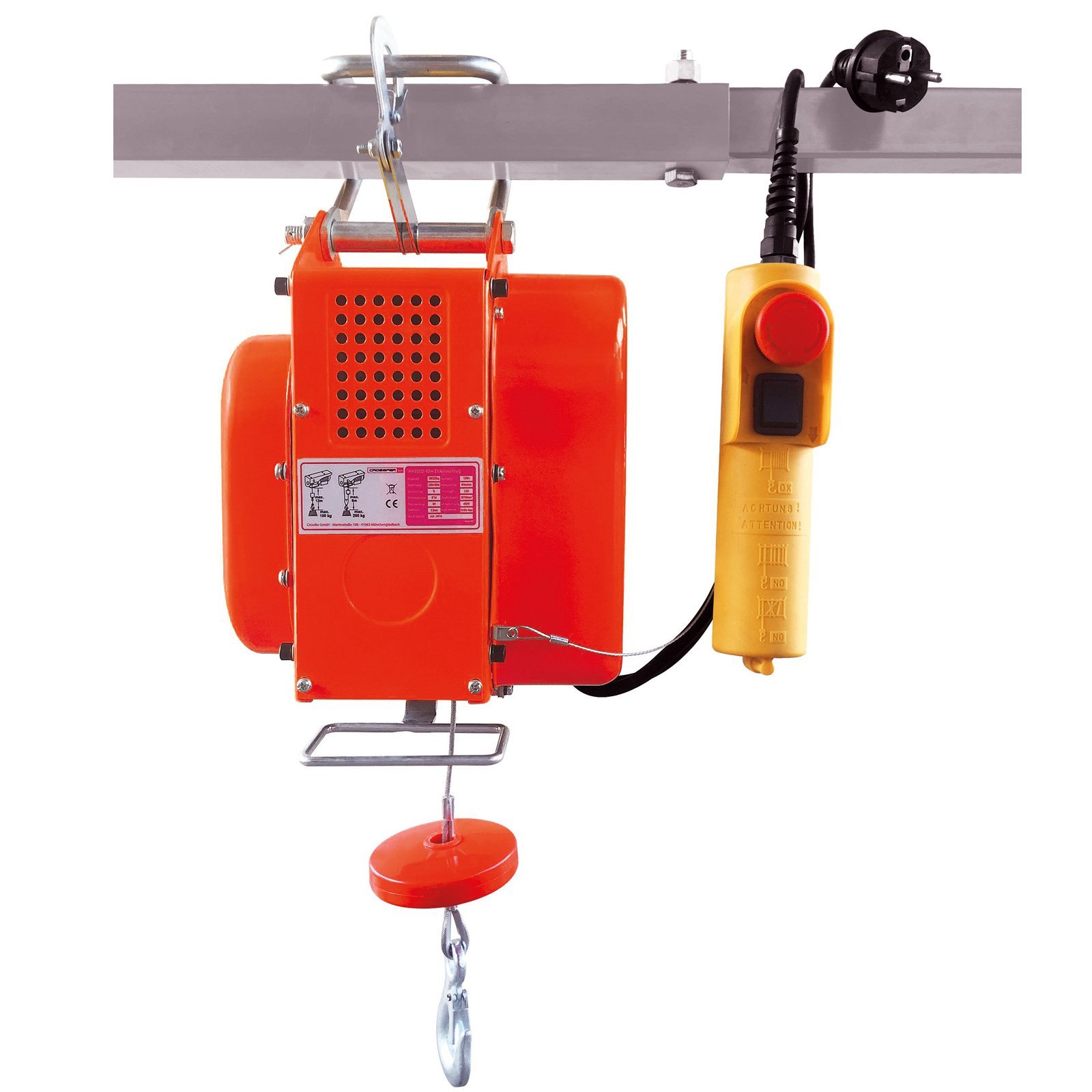 Paranco a fune Crossfer HXS600D Verricello a fune con puleggia di ritorno Capacità di sollevamento 300 / 600 KG altezza di sollevamento 18 / 9 m 230V