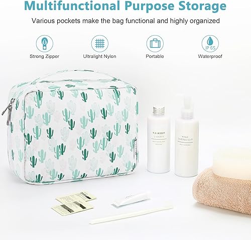 Miniatura 80 de Mossio Neceser colgante con gancho resistente, organizador de viaje grande portátil para maquillaje cosmético para hombres y mujeres Beige,Pájaro