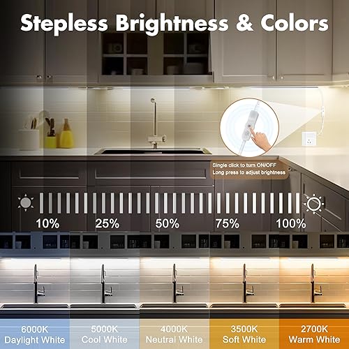 Miniatura 10 de Kit de 6 luces RGB para debajo del gabinete, aplicación inteligente y control remoto para debajo del gabinete, luces regulables debajo del mostrador