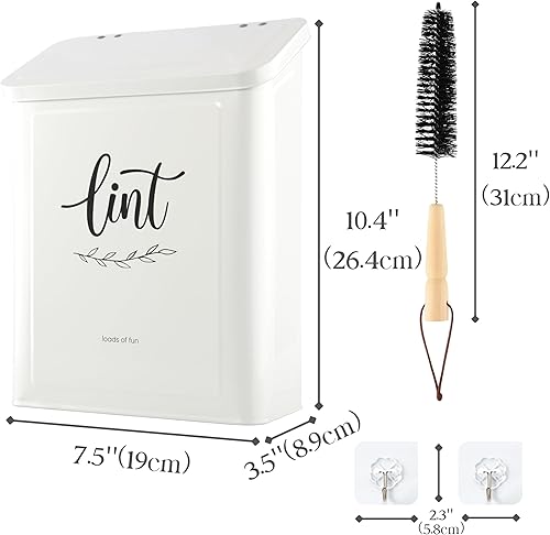 Miniatura 2 de PERFNIQUE Contenedor magnético de pelusa para cuarto de servicio con cepillo para pelusas, soporte de pelusa montado en la pared con tapa para