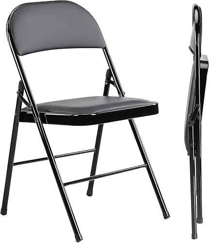 Sillas plegables 246810121416 con asiento de espuma acolchado, cómodas sillas plegables de cuero, sillas apilables portátiles con marco de metal