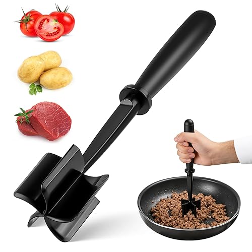 Meat Masher, Ground Beef Chopper Tool with 5 Curve Blades